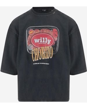 Willy Chavarria Especial Chorizo Cotton T Shirt - Black