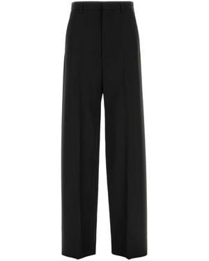 Balenciaga Wool Wide-Leg Pant - Black
