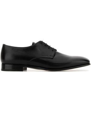 Prada Ovine Leather Lace-Up Shoes - Black