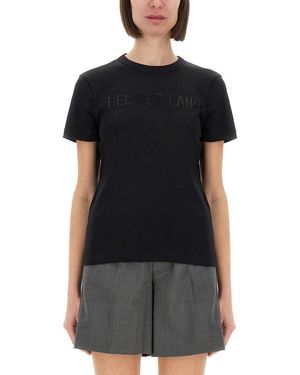 Helmut Lang Logo T-Shirt Cotton T-Shirts - Black