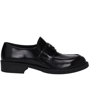 Prada Herrens Schwarze Leder-Loafer