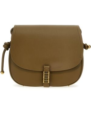 Pinko Calfskin Leather Magnetic Flap Crossbody - Brown