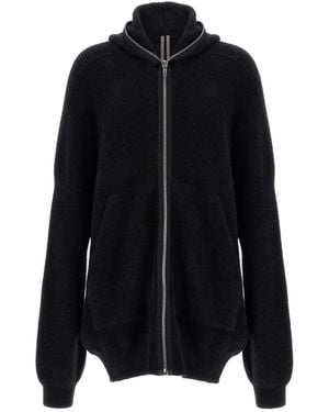 Rick Owens Hooded Wool Cardigan - Black