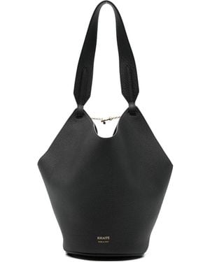 KHAITE Lotus Mini Leather Bucket Bag - Black