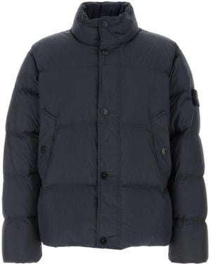Stone Island Navy Blue Nylon Down Jacket