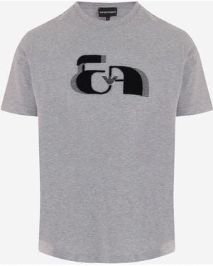 Emporio Armani Cotton T Shirt With Logo - Gray
