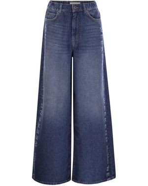 Weekend by Maxmara Lisotte Wide Jeans With Logo - Blue