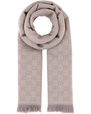 Gucci Wool Scarf Gg - Grey