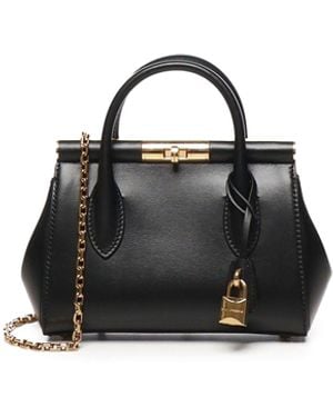 Dolce & Gabbana Marlene Palmellato Lederen Handtas In Zwart