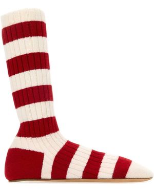 Bottega Veneta Geborduurde Wollen Blend Domenica Enkelschoenen - Rood