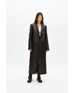 Ann Demeulemeester Virva Straight Tailored Coat Vintage Lux Grained L - Black