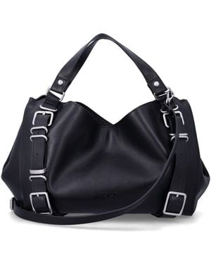 DIESEL Leather Hobo Shoulder Bag With Adjustable Strap - Black