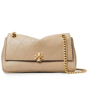 Tory Burch Charlie Small Leather Shoulder Bag - Natural