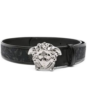 Versace Mann 's Schwarz+Schwarzer Rutheniumgürtel DCU4140