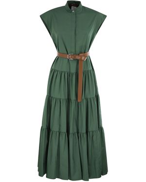 Max Mara Bairo Cotton Chemise Kleid mit Rüschen - Grün