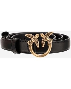 Pinko Love Berry Leather Belt - Black