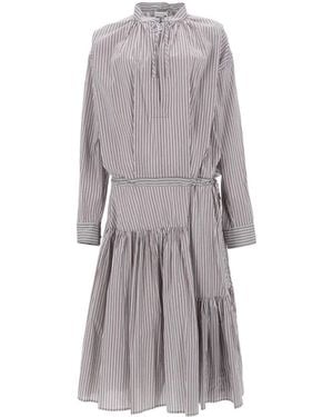 Dries Van Noten Elegant Cotton-Silk Blend Dress - Gray