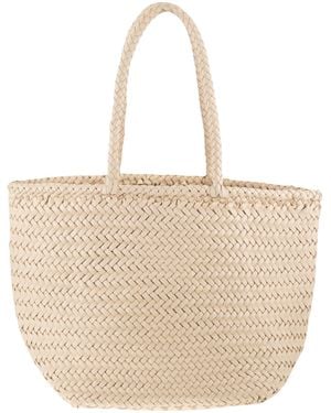 Dragon Grace Basket Small Woven Leather Bag - Natural