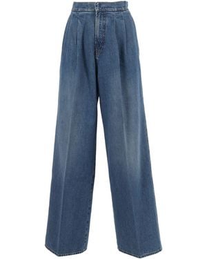 Alberta Ferretti Straight-Leg High-Waist Trousers With Clean Tailored Finish - Blue
