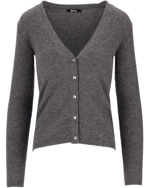 LA ROSE Kaschmir-Cardigan mit kurzem V-Ausschnitt - Grau