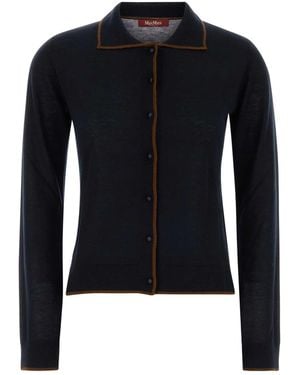 MM STUDIO Midnight Silk Blend Targo Cardigan - Blue