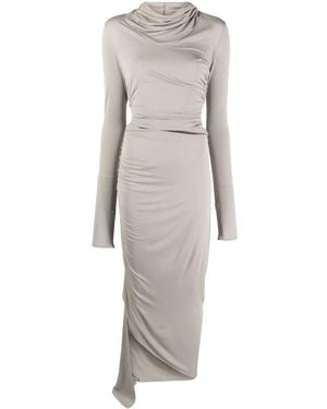 ANDREADAMO Asymmetric Draped Midi Dress - Grey