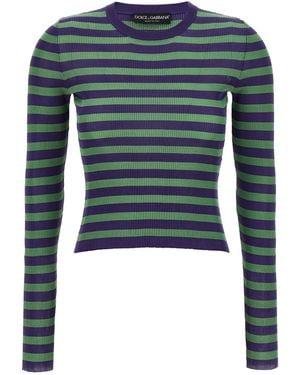 Dolce & Gabbana Striped Viscose Sweater - Blau
