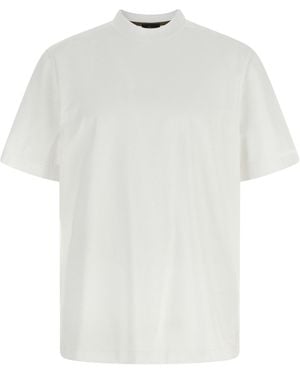 Brioni Cotton Crewneck T-Shirt With Tone-On-Tone Leather - Weiß