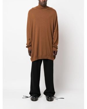 Societe Anonyme Roll-Neck Longline Wool Jumper - Brown