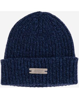 Autry Bonnet de laine avec logo - Bleu