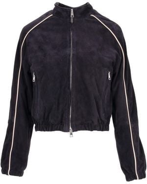 LA ROSE Suede Bomber - Blue