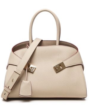 Ferragamo Knuffel Beige Kalfsleer Handtas - Naturel