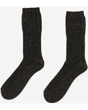 ANT45 Ribbed Stretch Cotton Blend Socks - Black