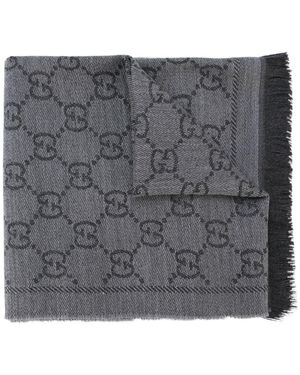 Gucci Gg Wool Scarf - Gray