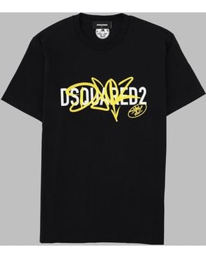 DSquared² T Shirt Con Stampa E Logo - Black