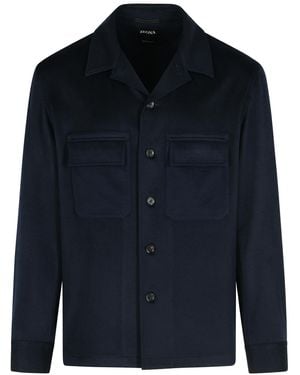 ZEGNA 'Oasi' Night Cashmere Shirt - Blue