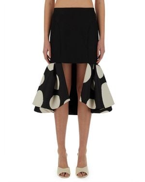 Nina Ricci Double-Flounce Midi Skirt - Black