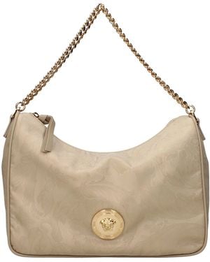 Versace Hobo Handbag/Sand Fabric - Natural