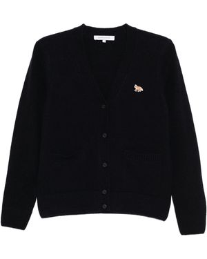 Maison Kitsuné Cardigan Mit Baby-Fuchs-Patch - Weiß