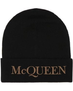 McQueen Cashmere Beanie Hat - Black