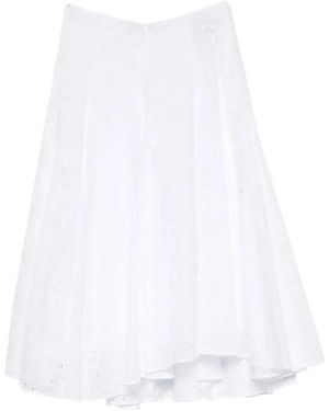 Tory Burch Broderie Anglaise Midi Skirt With Drawstring Waist - White