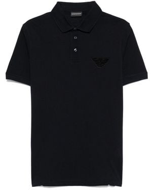 Emporio Armani Logo Cotton Polo -Hemd - Schwarz