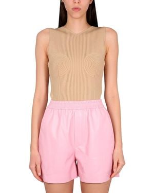 Nanushka Sleeveless V-Neck Ribbed Top - Pink