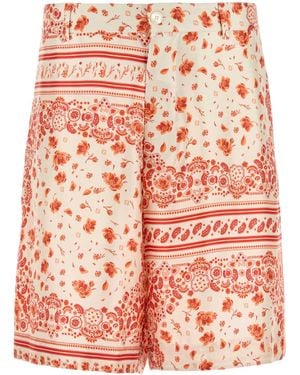 Fendi Printed Silk Bermuda Shorts - Pink