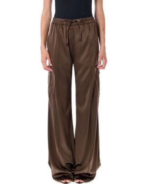 Tom Ford Stretch Silk Satin Cargo Pj Trousers - Brown