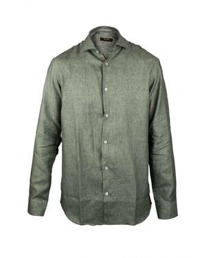 Moorer Slim-Fit Linen Shirt With Mother-Of-Pearl Buttons - Green