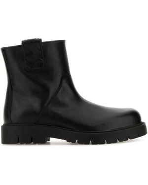 Bottega Veneta Leather Haddock Ankle Boots - Black
