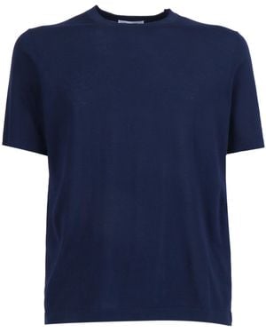 Kangra Cashmere Girocollo M Manica Rasato Calato - Blue