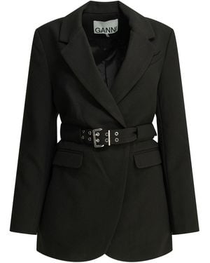 Ganni Crepe Blazer - Black