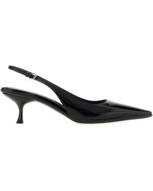 Prada Brushed Leather Slingback Court Shoes - Black